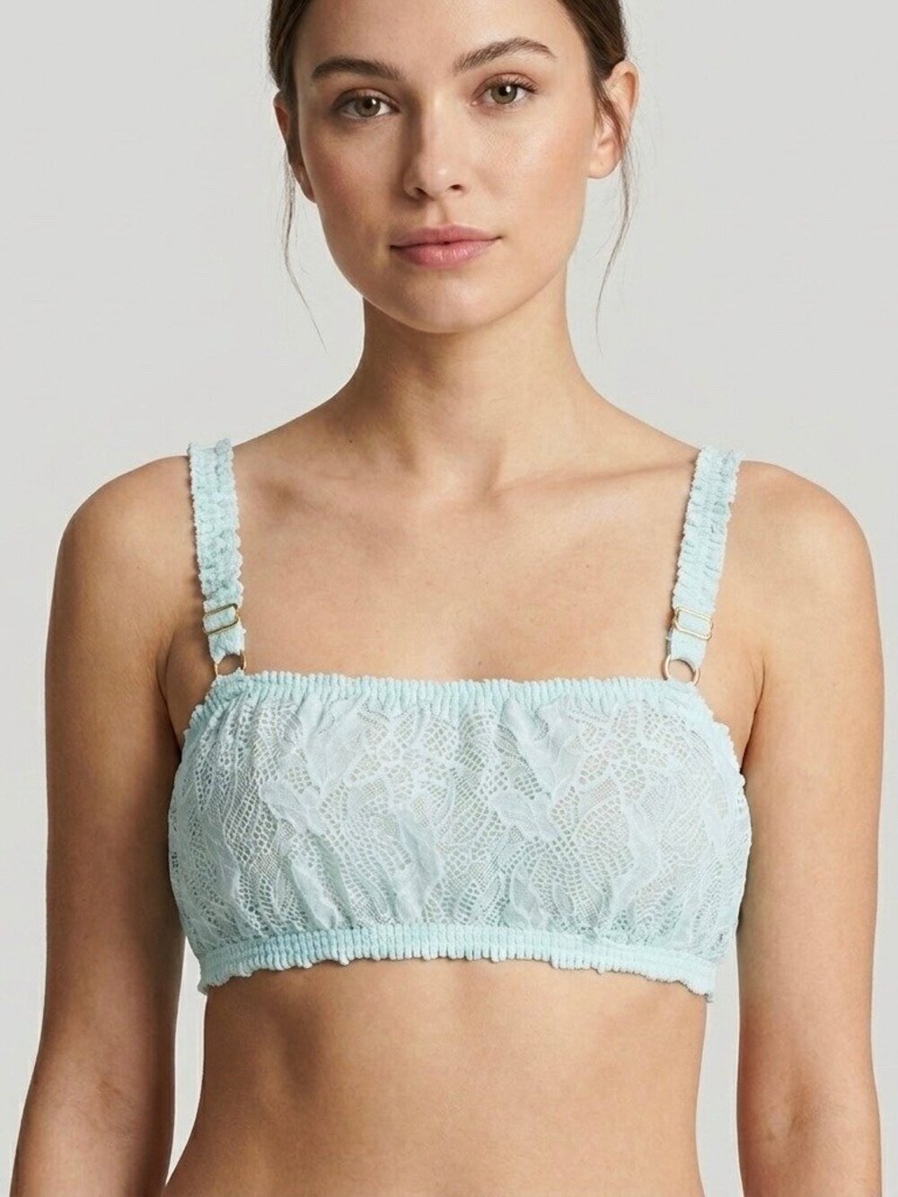 Aerie Mint Green Lace Bandeau Bralette Bra Adjustable Ruffle Straps L Coquette